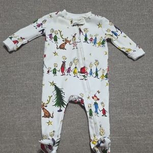 Pottery Barn Kids Dr. Seuss The Grinch Footie Pjs 0-3 M